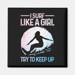 Aimant Drôle Surf comme une fille conception de surfeur p