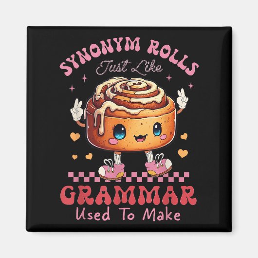 Aimant Drôle Synonyme Rolls Blague Cinnamon Rolls Grammar (Devant)
