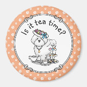 Aimant Drôle Tea Party Bichon Frise Chien Chien Chiot Mig (Devant)