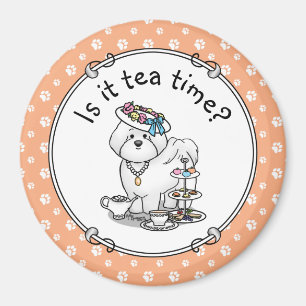 Aimant Drôle Tea Party Bichon Frise Chien Chien Chiot Mig