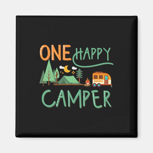 Aimant Drôle Un Joyeux Camper Vacances Été Correspondant (Devant)