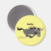 Aimant Drôle wildebeest tourner dessin animé illustration (Recto/Verso)