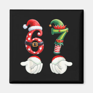 Aimant Drôles 67 Pyjamas de Noël Six Sept Meme 6 7 Elfe