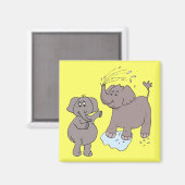 Aimant drôles d'éléphants "dessin" (Recto/Verso)