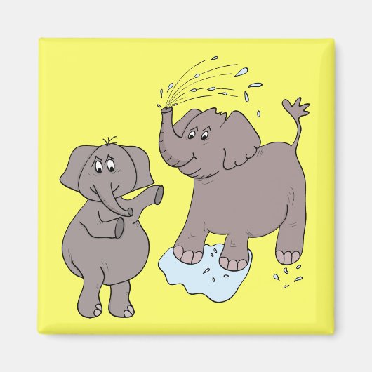 Aimant drôles d'éléphants "dessin" (Devant)