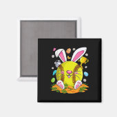 Aimant Drôles D'oeufs Doux Et Visage De Lapin Joyeuse Fêt (Recto/Verso)