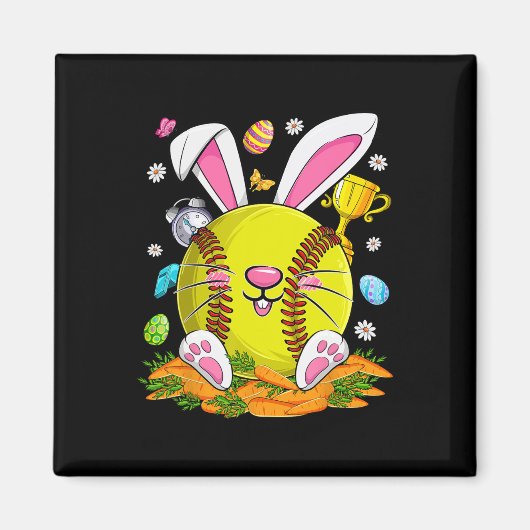 Aimant Drôles D'oeufs Doux Et Visage De Lapin Joyeuse Fêt (Devant)