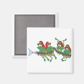 Aimant drôles grenouilles rousses de pompier (Recto/Verso)