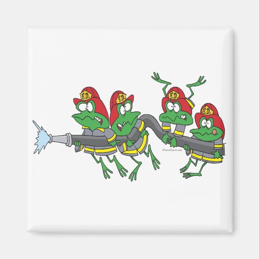 Aimant drôles grenouilles rousses de pompier (Devant)