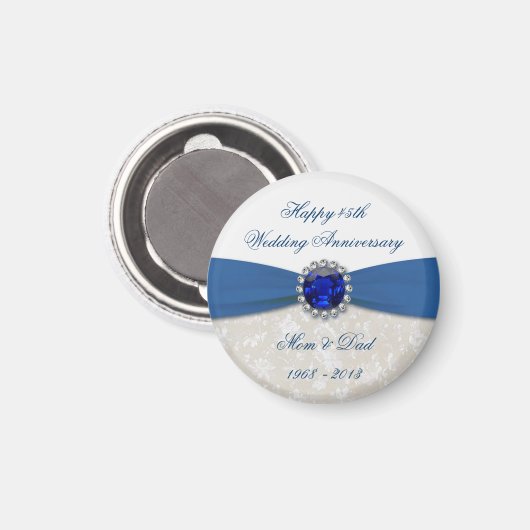 Aimant du 45e anniversaire du Mariage Damask (Recto/Verso)