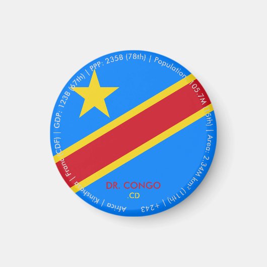 Aimant du drapeau de la RD Congo (Devant)