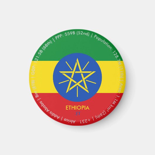 Aimant du drapeau de l'Éthiopie (Devant)