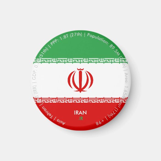 Aimant du drapeau de l'Iran (Devant)
