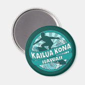 Aimant du logo de surfer turquoise Kailua Kona Haw (Recto/Verso)
