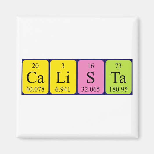 Aimant du nom périodique de la table Calista (Devant)