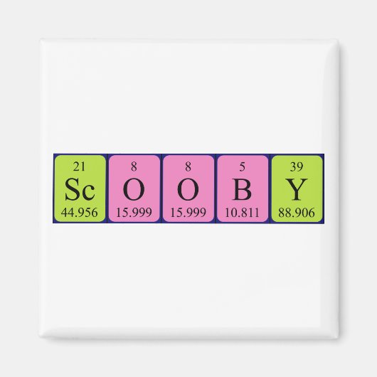 Aimant du nom périodique de la table Scooby (Devant)
