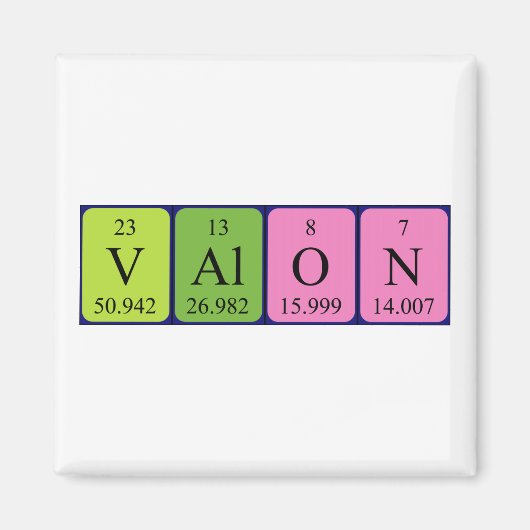 Aimant du nom périodique de la table Valon (Devant)