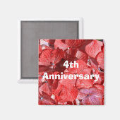 Aimant du quatrième anniversaire avec des hydranga (Recto/Verso)