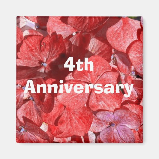 Aimant du quatrième anniversaire avec des hydranga (Devant)