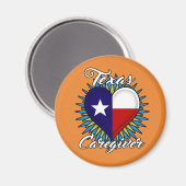 Aimant du Texas Caregiver (arrière - plan orange) (Recto/Verso)