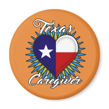 Aimant du Texas Caregiver (arrière - plan orange)