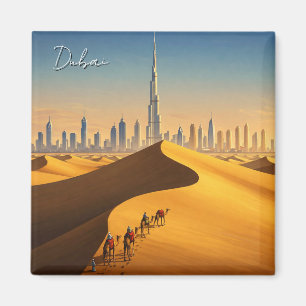 Aimant Dubai Skyline Desert Camels Travel