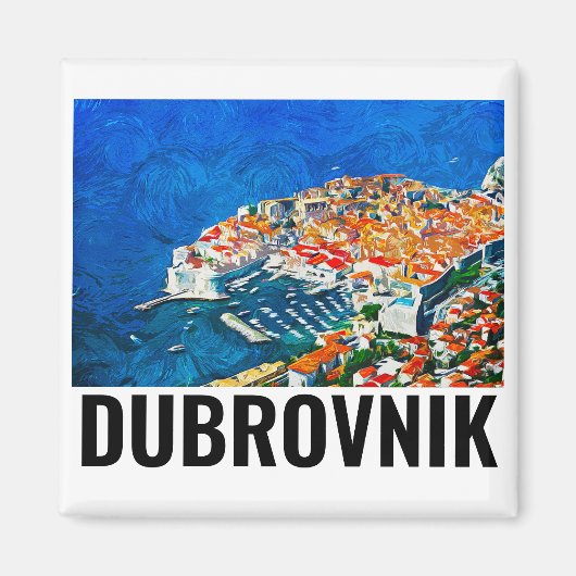 Aimant Dubrovnik Croatie Paint à l'huile d'aquarelle (Devant)