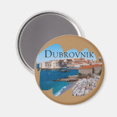 Aimant Dubrovnik : Vue sur la plage et la vieille ville (Recto/Verso)