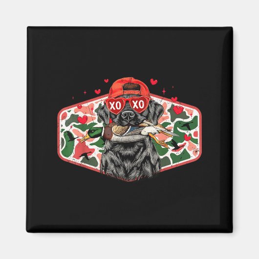 Aimant Duck Hunting Black Lab Camo Valentine's Day Xoxo H (Devant)
