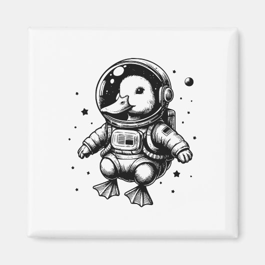 Aimant Duck Papa Maman Espace - Astronaut Canard (Devant)