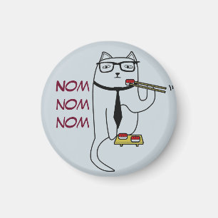 Aimant d'un chat mignon dans une cravate mangeant 