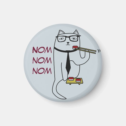 Aimant d'un chat mignon dans une cravate mangeant  (Devant)