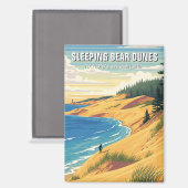 Aimant Dunes de l'ours dormant Michigan Travel (Recto/Verso)