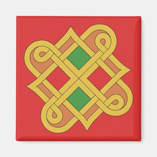 Aimant Durrow Knotwork 2016 Rouge et Vert (Devant)