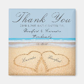 Aimant Dusty Blue Mariage 2 Coeurs sur le sable mariage p (Devant)
