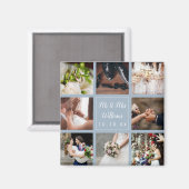 Aimant Dusty Blue Mariage Photo Collage Merci (Recto/Verso)