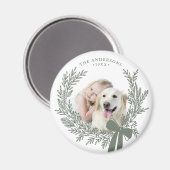 Aimant Dusty Green Simple Christmas Wreath Photo (Recto/Verso)