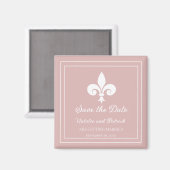 Aimant Dusty Rose Fleur de Lis Enregistrer l'aimant Date (Recto/Verso)