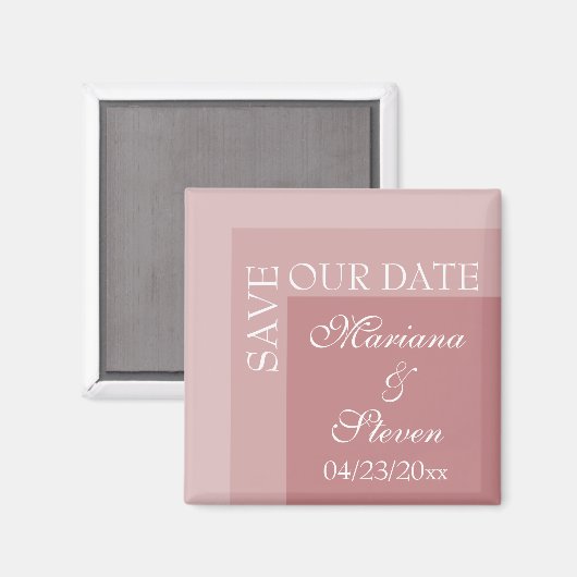 Aimant Dusty Rose Simple Moderne Chic Script Mariage (Recto/Verso)