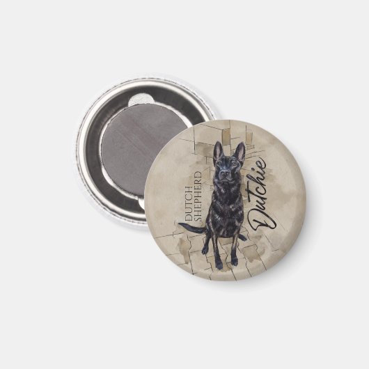 Aimant Dutch Shepherd - Illustration utchie (Recto/Verso)