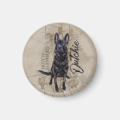 Aimant Dutch Shepherd - Illustration utchie (Devant)