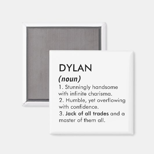 Aimant Dylan name, Editable name, Custom name (Recto/Verso)