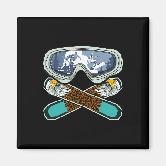 Aimant Eagle Snowboard Snowboard Goggets Retro Snowb (Devant)