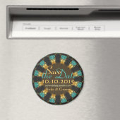 Aimant Earthy choc + cirlce turquoise Save the Date Magne (In Situ (Lave-vaisselle))