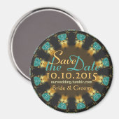 Aimant Earthy choc + cirlce turquoise Save the Date Magne (Recto/Verso)