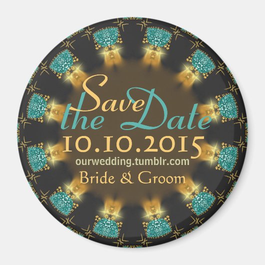 Aimant Earthy choc + cirlce turquoise Save the Date Magne (Devant)