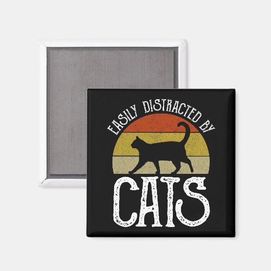 Aimant Easily Distracted By Cats (Recto/Verso)