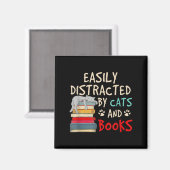 Aimant Easily Distracted by Cats and Books | Chat (Recto/Verso)