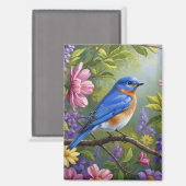 Aimant Eastern Bluebird flowers (Recto/Verso)