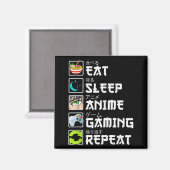 Aimant Eat Sleep Anime Gaming Repeat Kawaii Otaku Anime M (Recto/Verso)